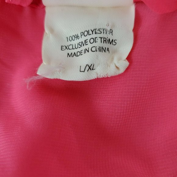 Soma Sensuous Lace Sheer Short Robe L XL Honeysuckle Ruby Pink Floral Trim GUC - Picture 7 of 8